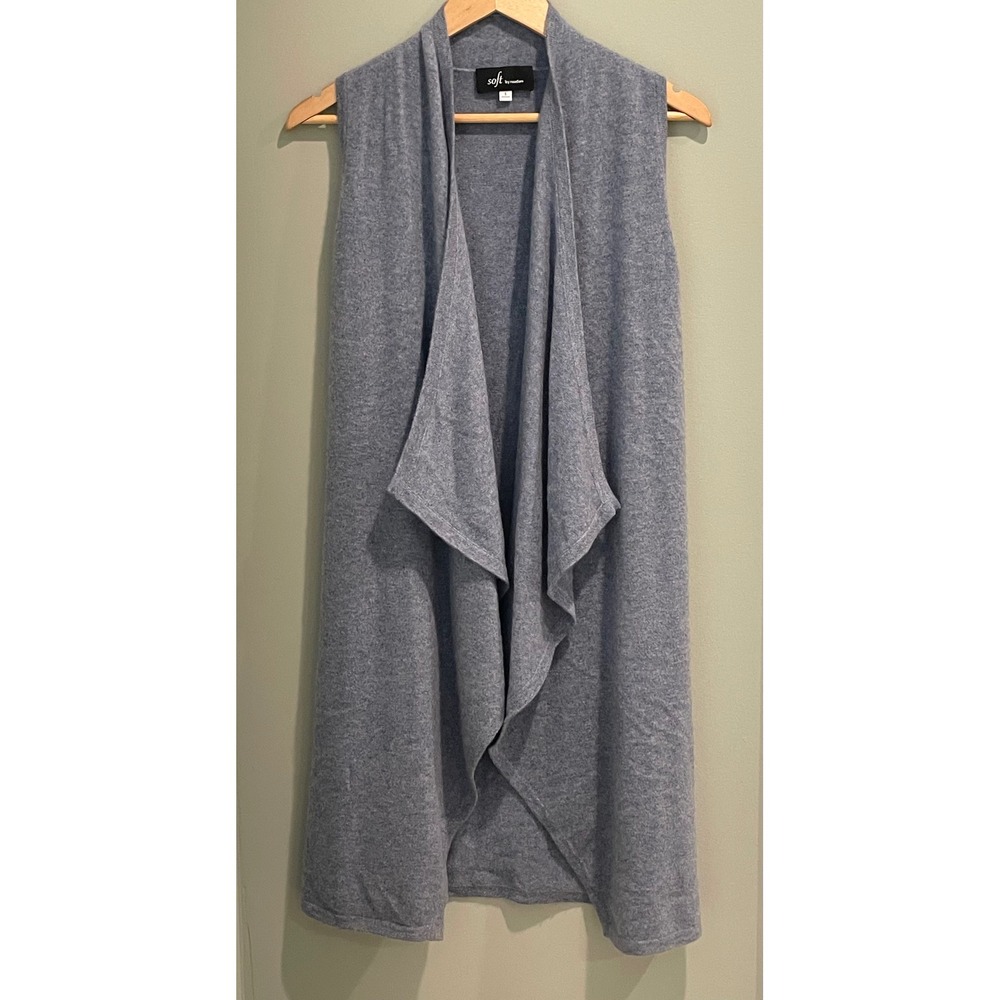 Soft by Naadam Cashmere Draped Sleeveless Cardigan Vest Small S